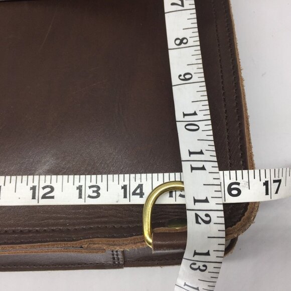 Briefcase Laptop Messenger LUX Quality Brass Handmade Brown Leather 16x12 NEW - Picture 10 of 10